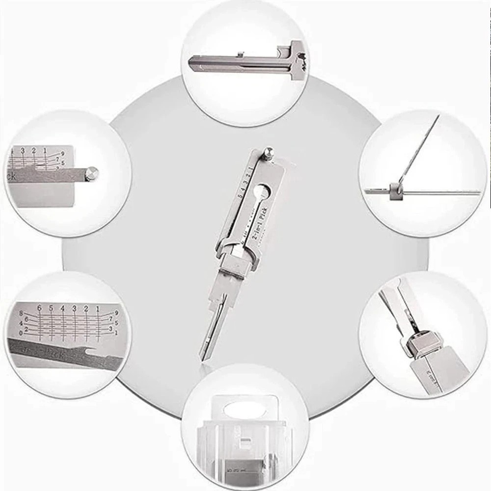 SS001 Key Decoder Stainless Steel Lock Key Precision Hook Pick Set Maintenance