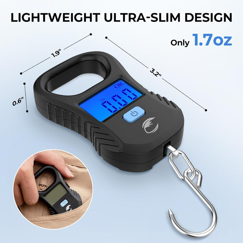 Calamus Lightweight Fish Scale, Rechargeable Digital Scale with USB Cable, 55Lb