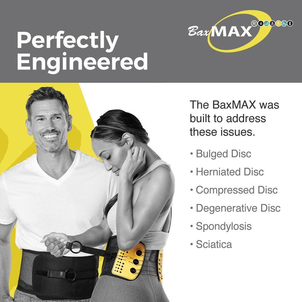 BaxMAX Adjustable Back Brace with 5-to-1 Compression Pulley System for Lumbar...