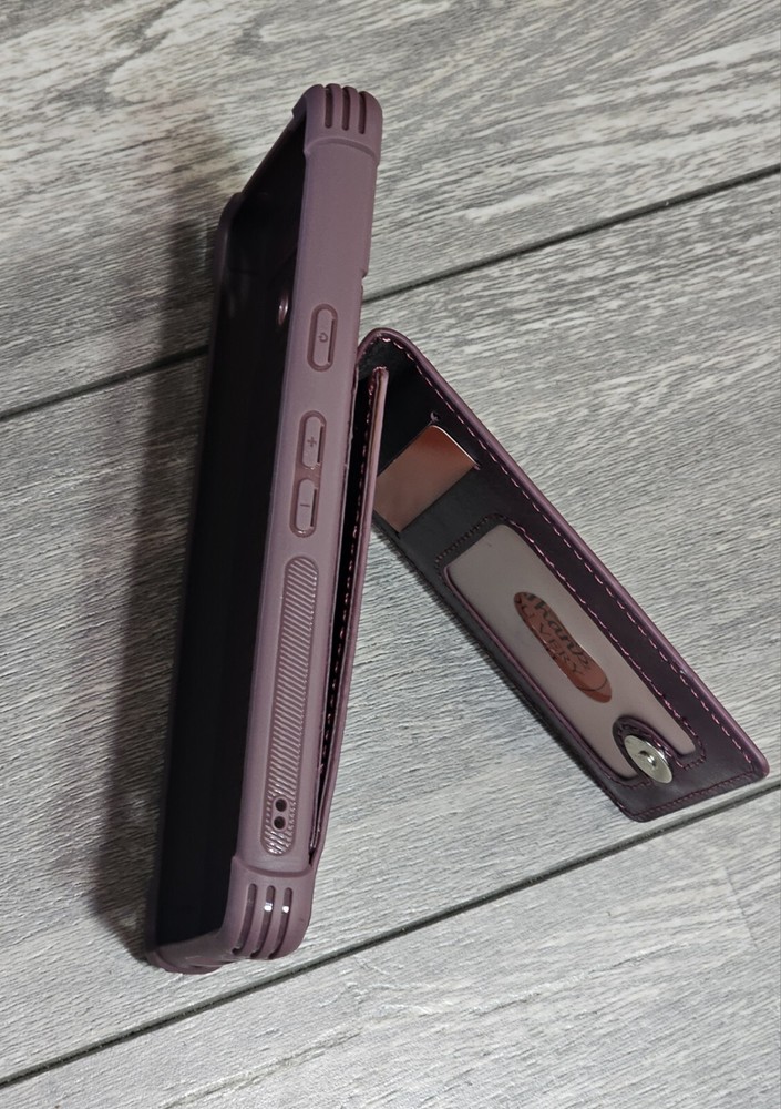 VANAVAGY Wallet Case for Google Pixel 7A Purple Leather