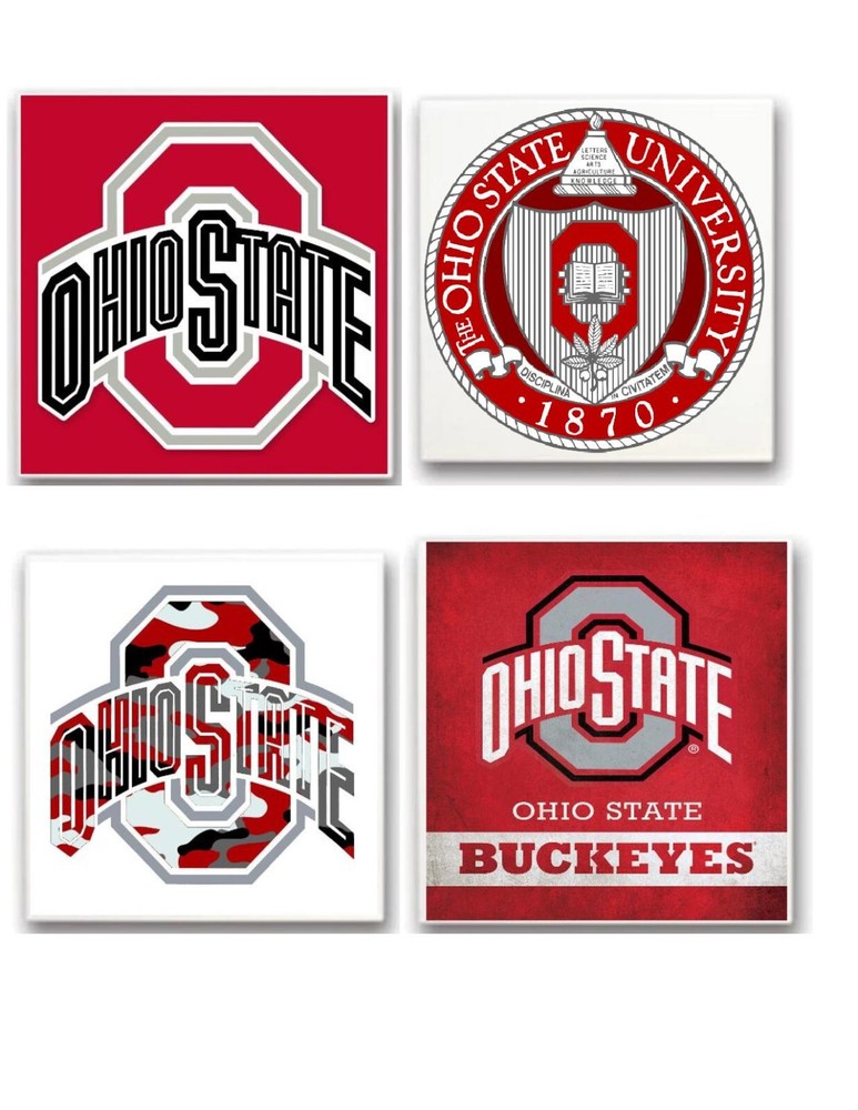 Ohio State Themed 4x4 Ceramic Coasters Handmade