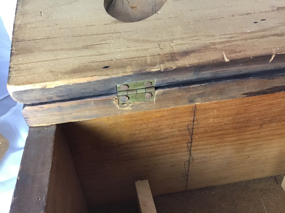Vintage Primitive Hand Carved Wood Sewing Box