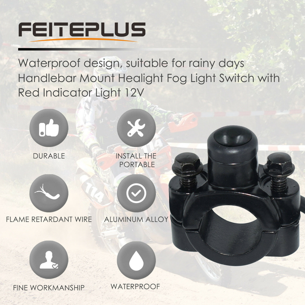 Universal 7/8" Motorcycle Handlebar ON OFF Switch Button Headlight Kill Switches