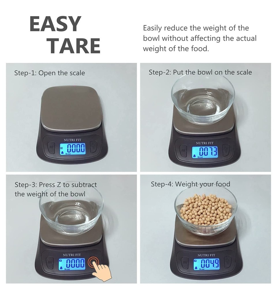Compact Stainless Steel Kitchen Scale - Accurate Tare Function, Auto Shut-Off
