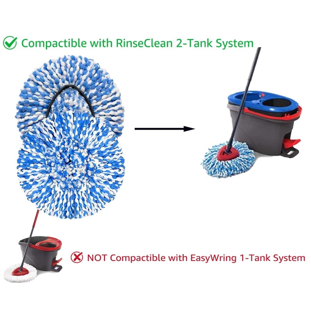 Replacement Mop Heads 4 Pack, 2 Tank System, Microfiber