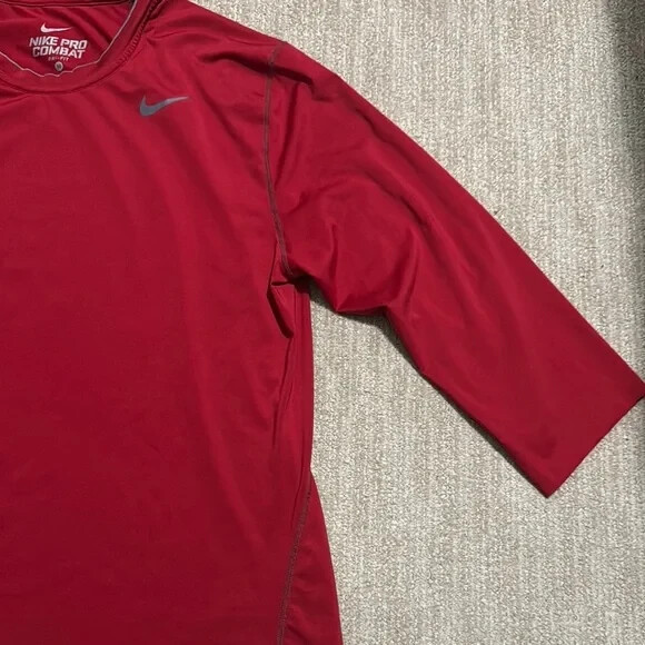 Nike Pro Combat Dri-FIT Compression Shirt Men's M Red Long Sleeve Base Layer
