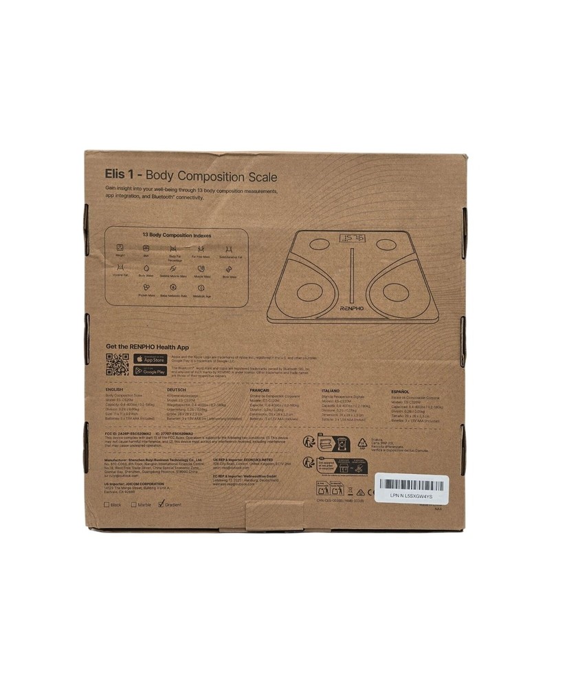 Renpho Bluetooth Body Composition Scale with 13-Metrics Smartphone App