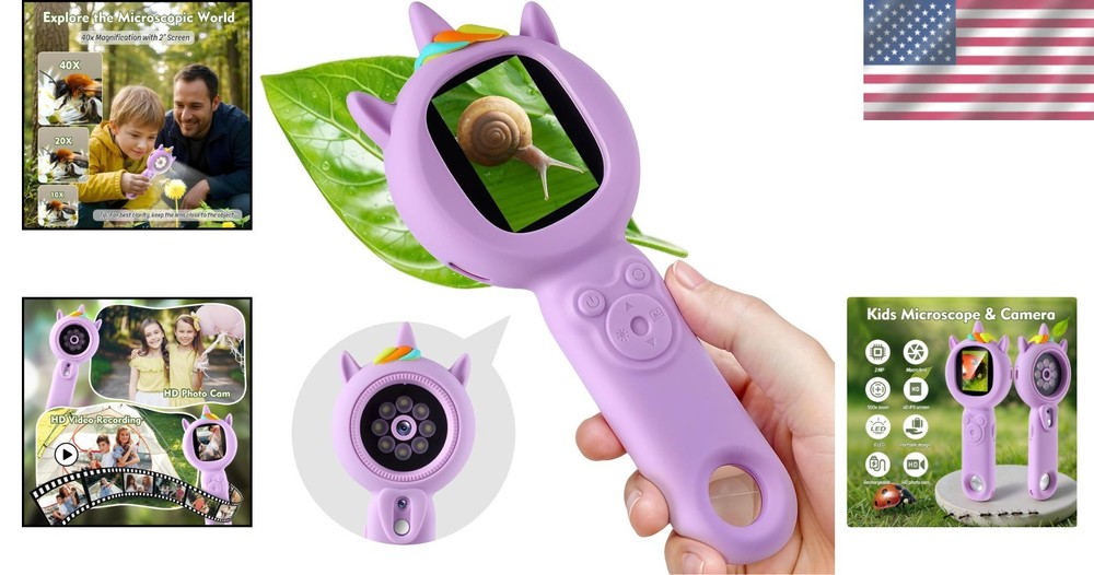 Handheld 500x Magnification Microscope for Kids - Engaging STEM Educational Gift