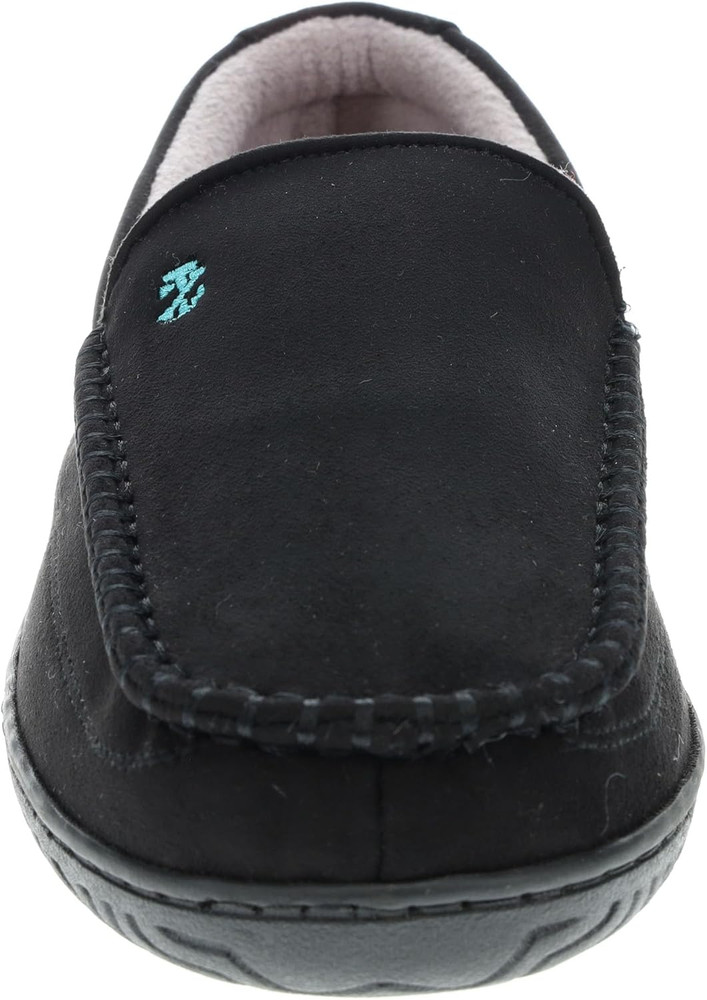 Men'S Slipper with Memory Foam, Classic Soft Microsuede Moccasin, Solid Black, M