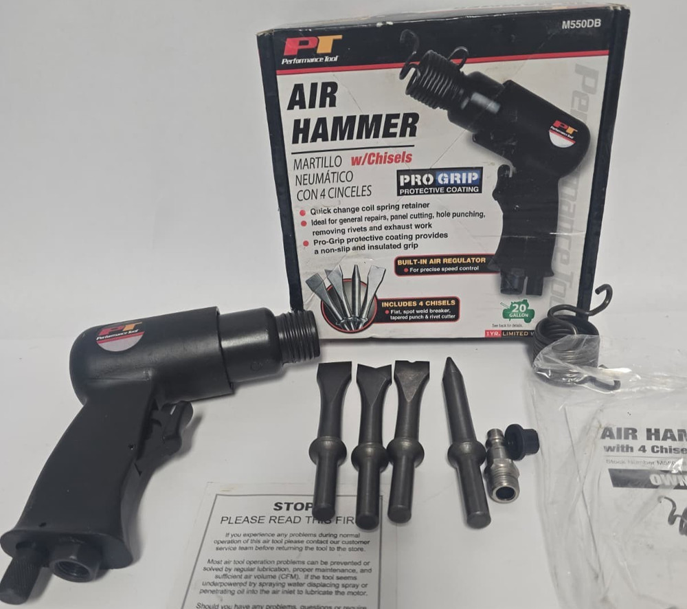 PERFORMANCE TOOL M550DB AIR HAMMER WITH 4 CHISELS