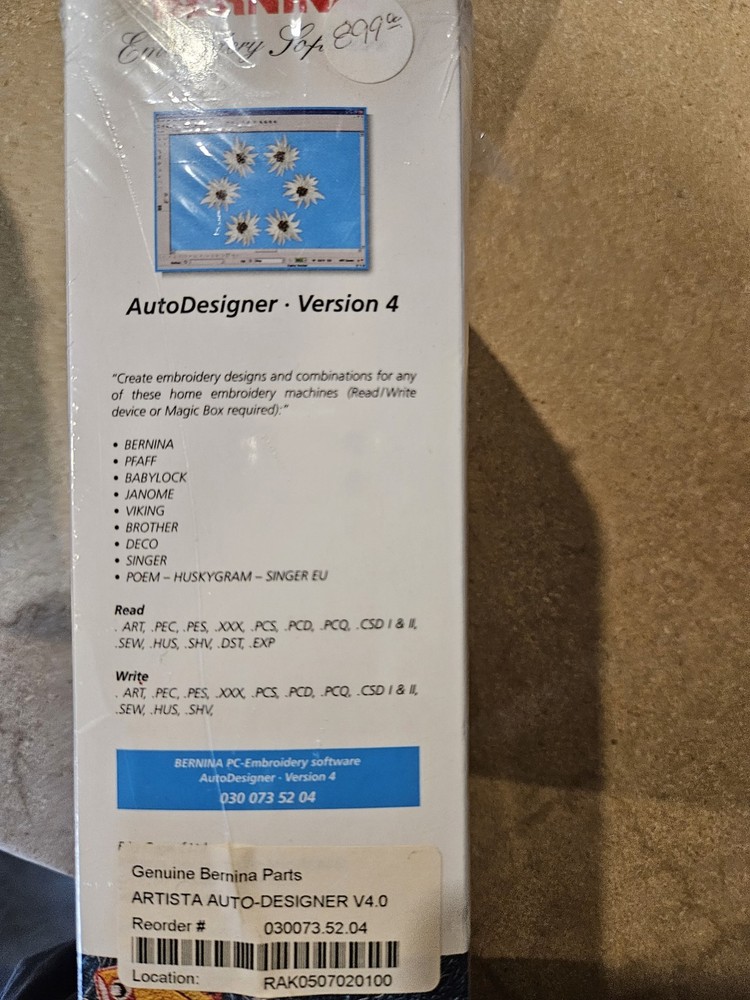 Bernina embroidery Software Auto-Designer Verson 4 Never Used