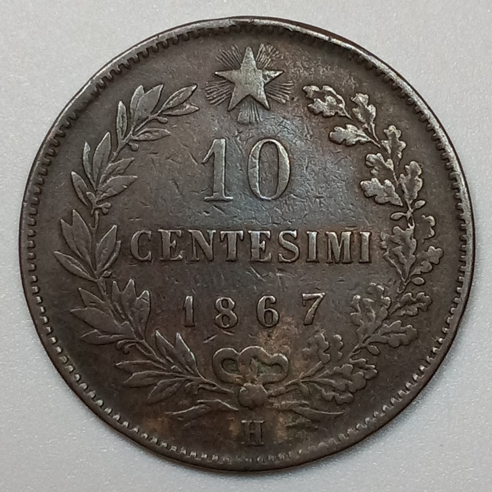 1867-H Italy 10 Centesimi