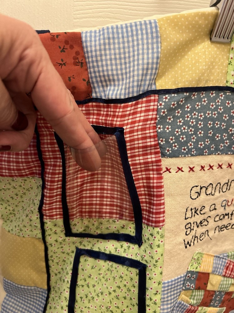 Grandma's Quilted Photo Collage Changeable Display Patchwork Wall Hanging