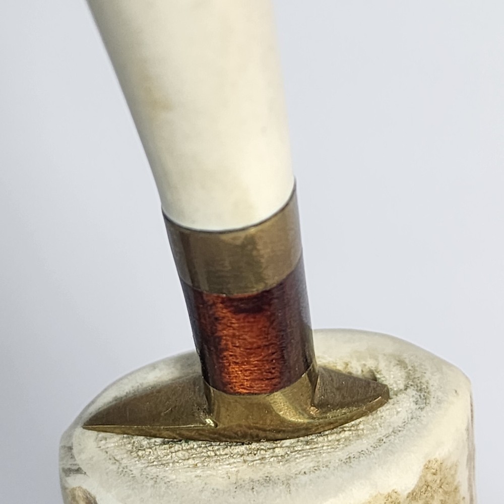 Small Knife In Bone looking Holder With Wolf On