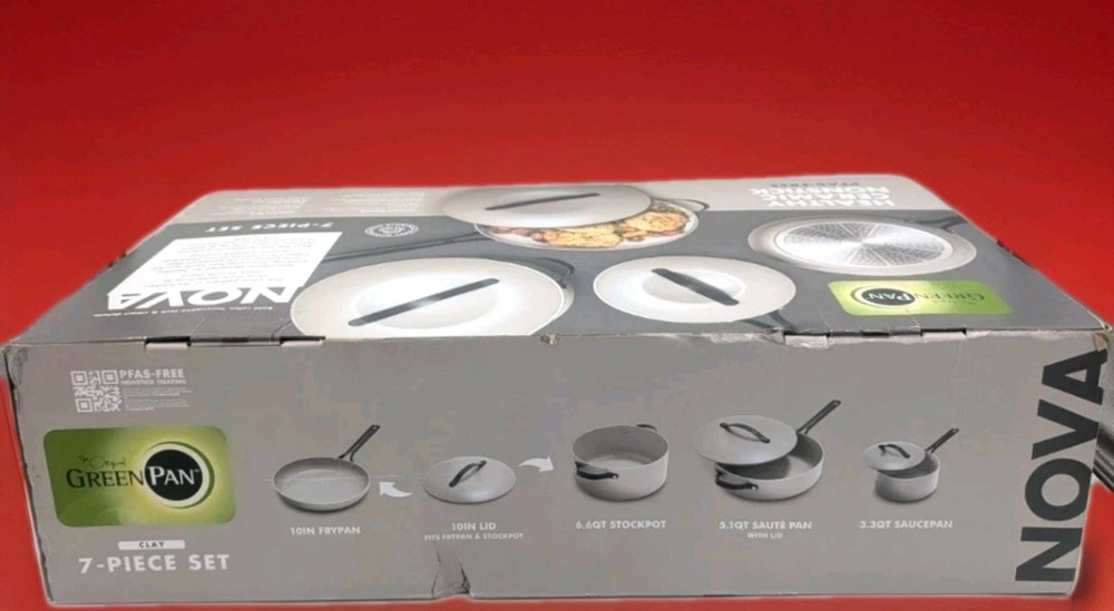 New Green Pan Nova 7PC Healthy Ceramic Nonstick Cookware Set
