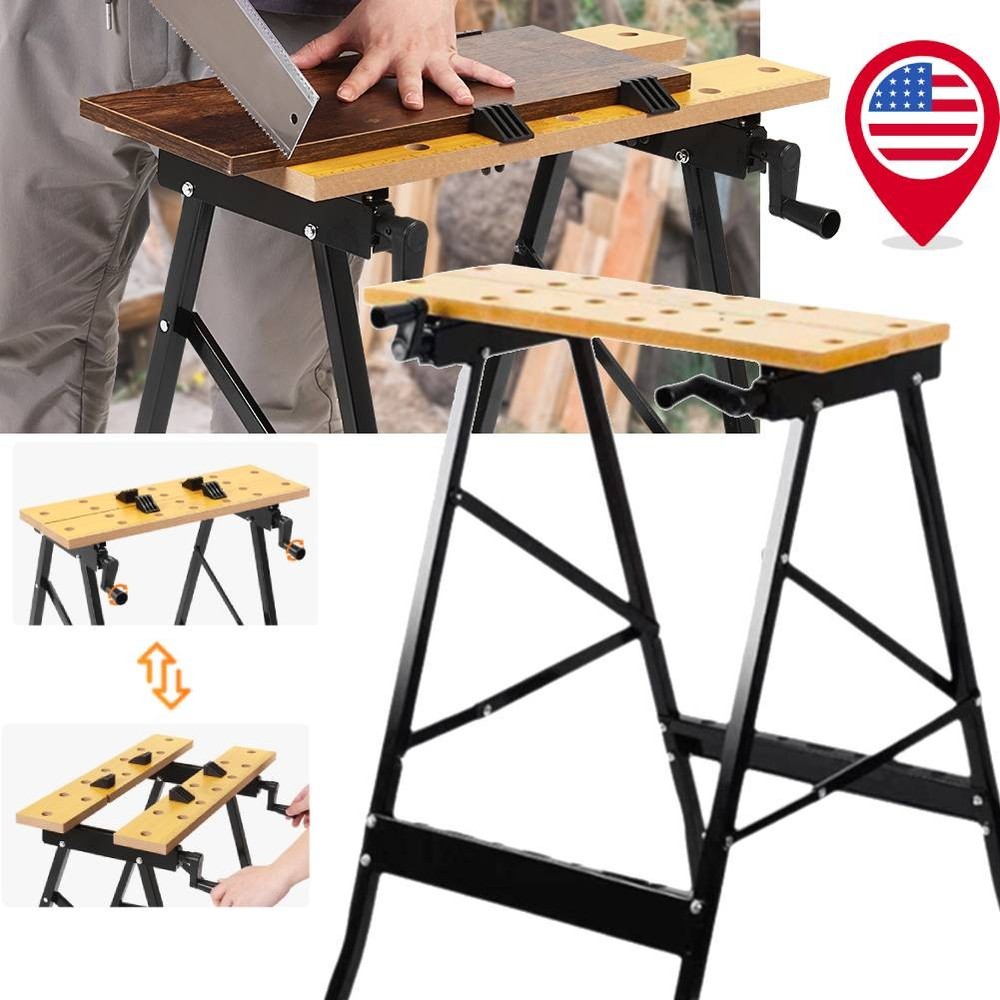 NEW! DIY Folding Multipurpose Foldable Trestle Work Bench Workbench Portable USA