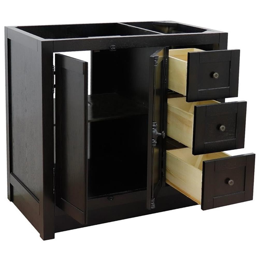 Plantation 36" Single Solid Wood Vanity with Left Doors in Brown Ash