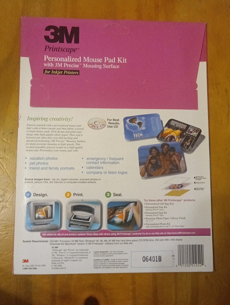 3M Printscape Personalized Mouse Pad Kit For Inkjet Printers