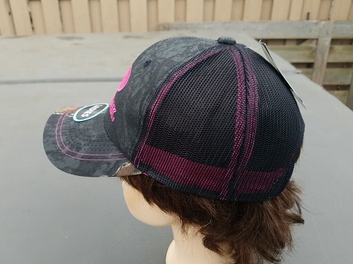 Mossy Oak Cap Embroidered Hot Pink Logo Solid Panel Hunting Hat OSFM Camo