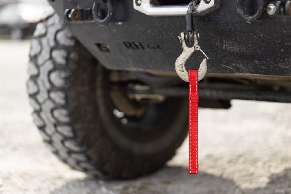 Country Brook Design® Red Winch Hook Pull Strap with Reflective Nylon