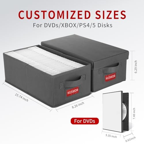 DVD Storage Box - Stackable DVD Case Holder Organizer, DVD Storage 3PACK