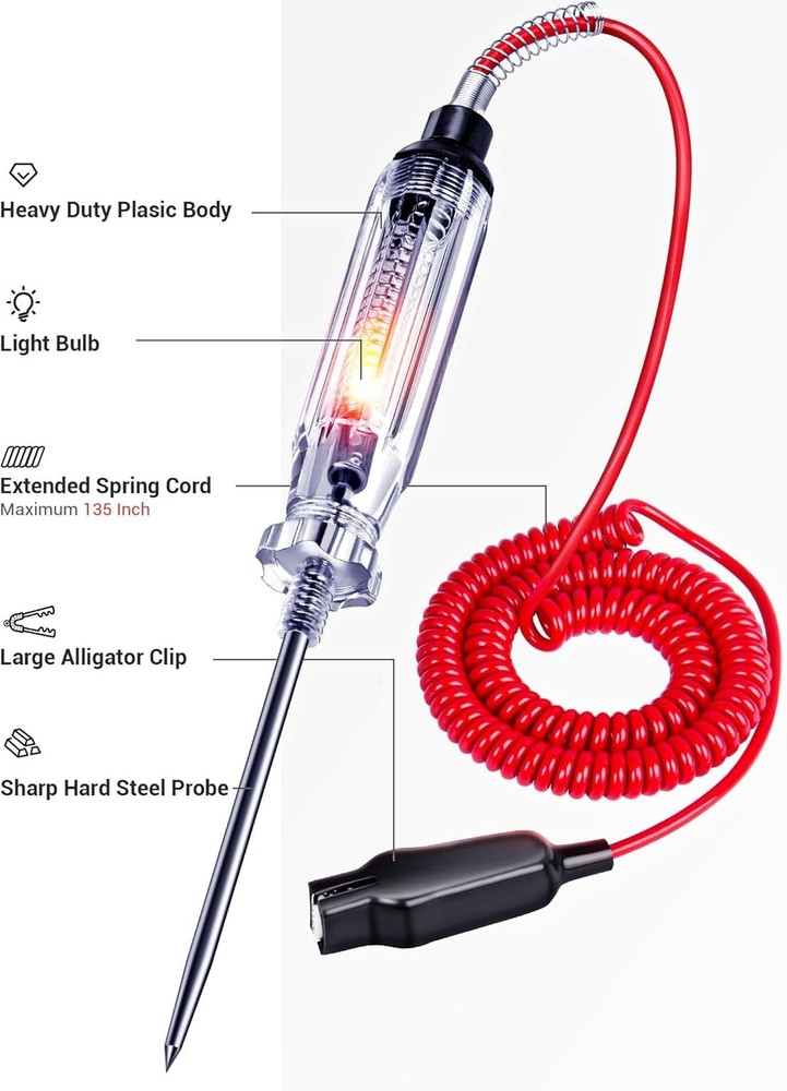 6-24V Automotive Light with Extended Cody & Spring Probe for Easy Testing
