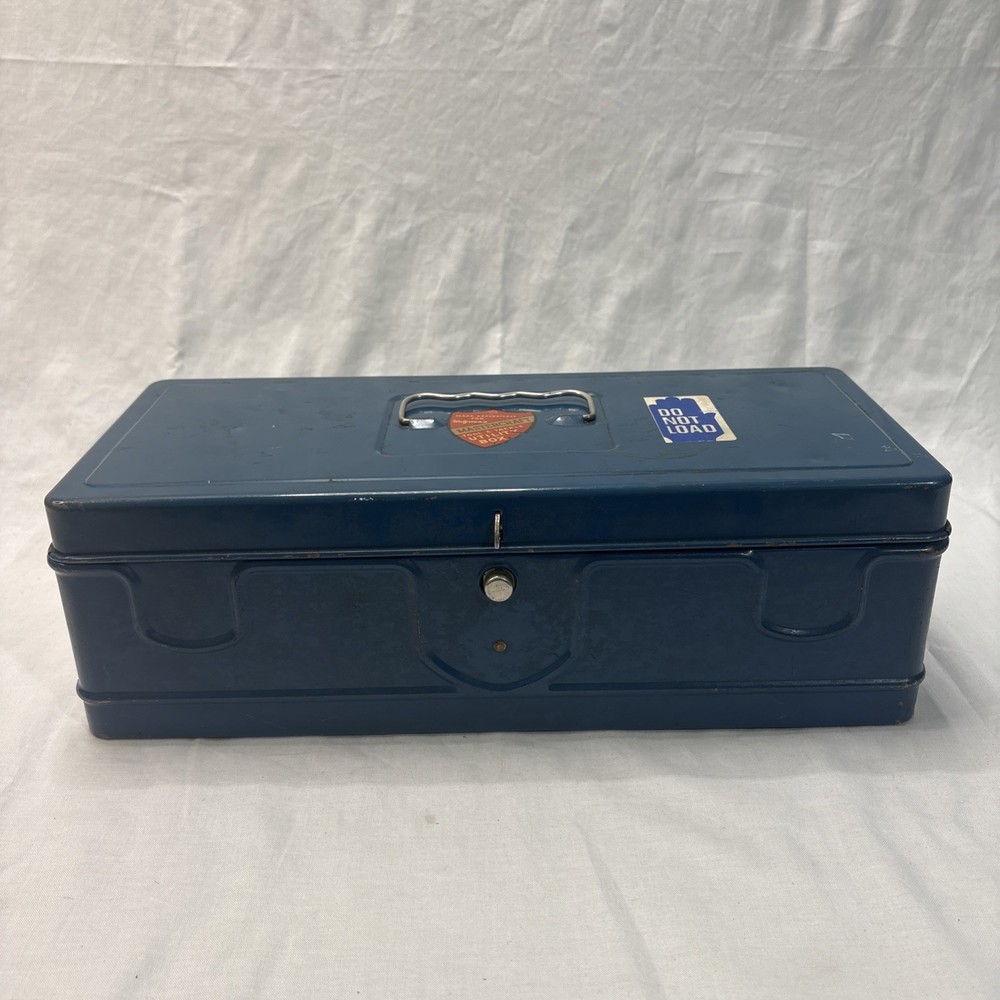 Vintage Mastercraft Blue Metal Tool Tackle Box Walgreen's
