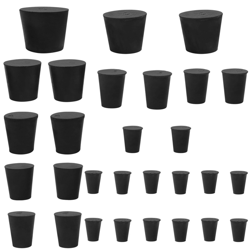 Zorfeter 29 PCS Solid Rubber Stoppers, 10 Assorted Sizes(000# - 6#) Tapered Lab