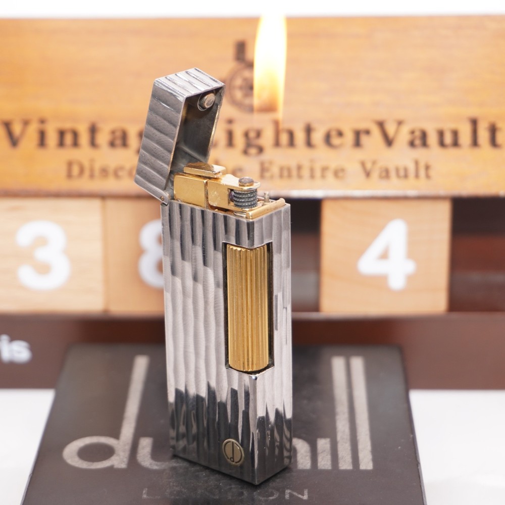 Dunhill Lighter oxidized silver Bambo Pattern _Ultrasonically Cleaned_Working