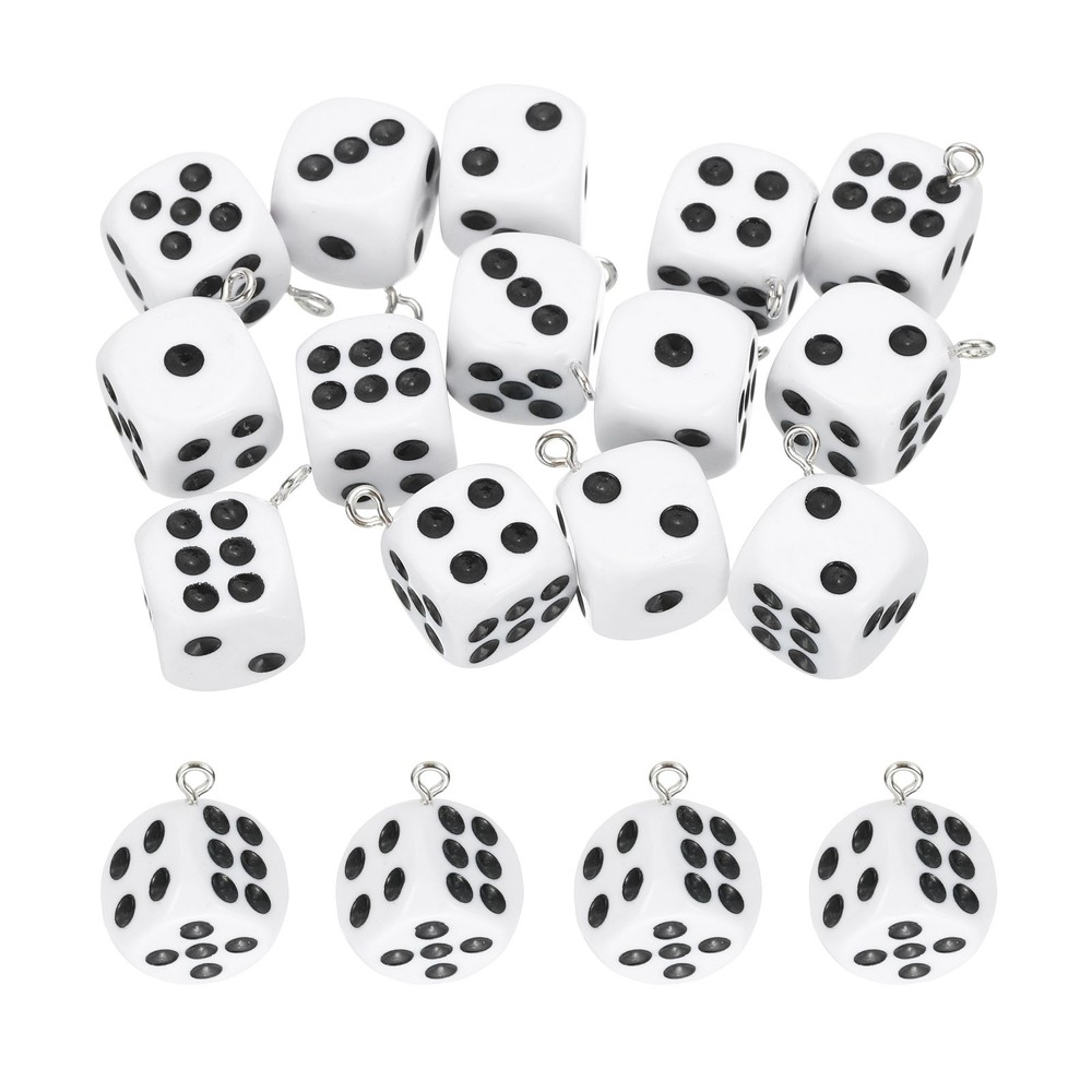 20 Pcs Dice Beads Charm Pendant (White)