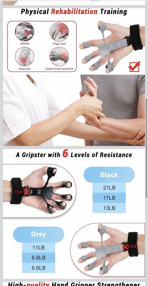 Grip Strength Trainer,Gripster, 2Pcs Hand