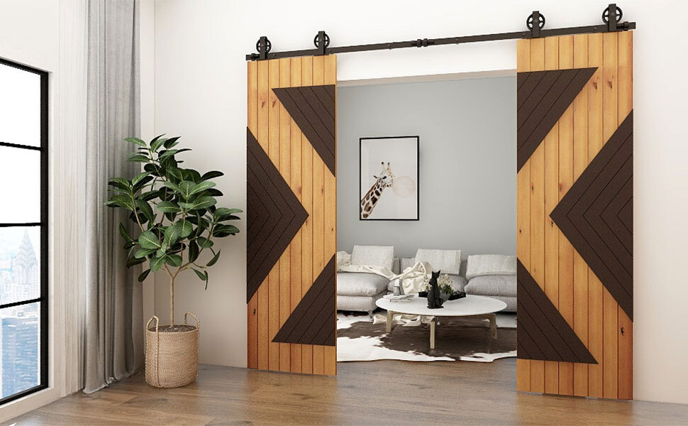 4-20FT Sliding Barn Door Hardware Kit Single Double Doors Medium Wheel RollerKit