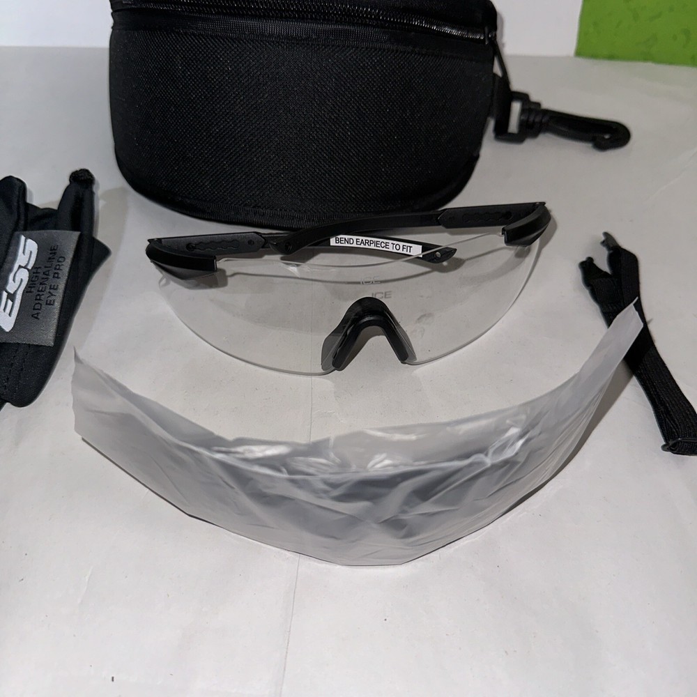 ESS ICE Eyeshield Ballistic Shooting Sunglasses Bendable Black Frame