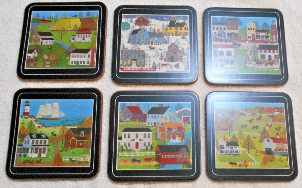 Pimpernel, Set of 6 Folk Art Coasters