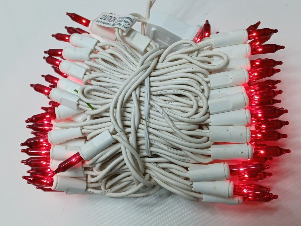 Light Set Holiday Time Red /White Wire 100ct. Mini OPEN BOX CONNECT END TO END