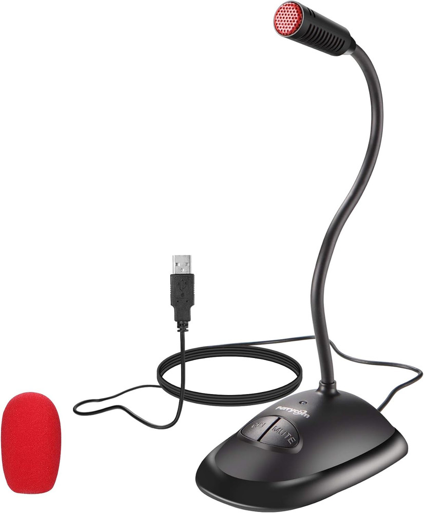 Perrycom USB Computer Microphone, Plug&Play Cardioid Condenser PC Laptop Mic, On