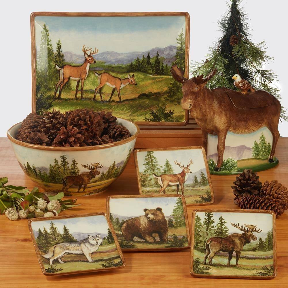 Mountain Summit 10 In. Assorted Colors Earthenware Rectangle Platter (Set of 1)