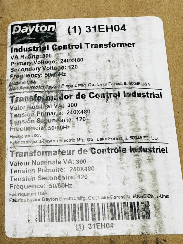 DAYTON 31EH04 CONTROL TRANSFORMER 300VA