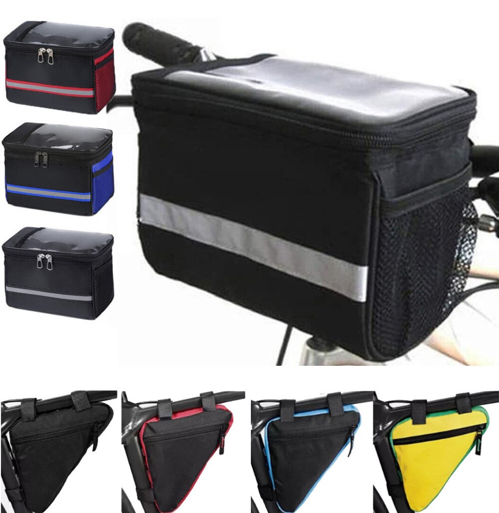 Bike Front Handlebar Bag Bicycle Storage Triangle Saddle Frame Adjustable Pouch