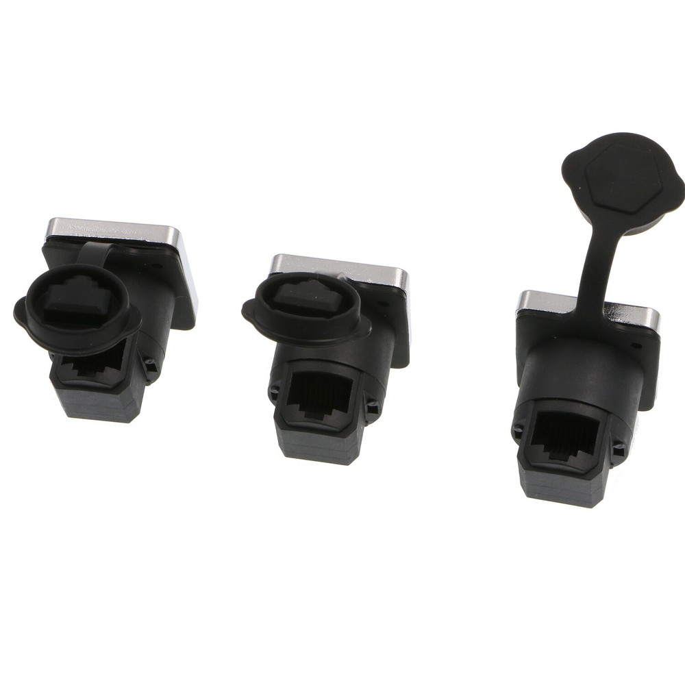 90 Degree RJ45 Interface Waterproof sockets Connector IP65 Ethernet Panel Mount