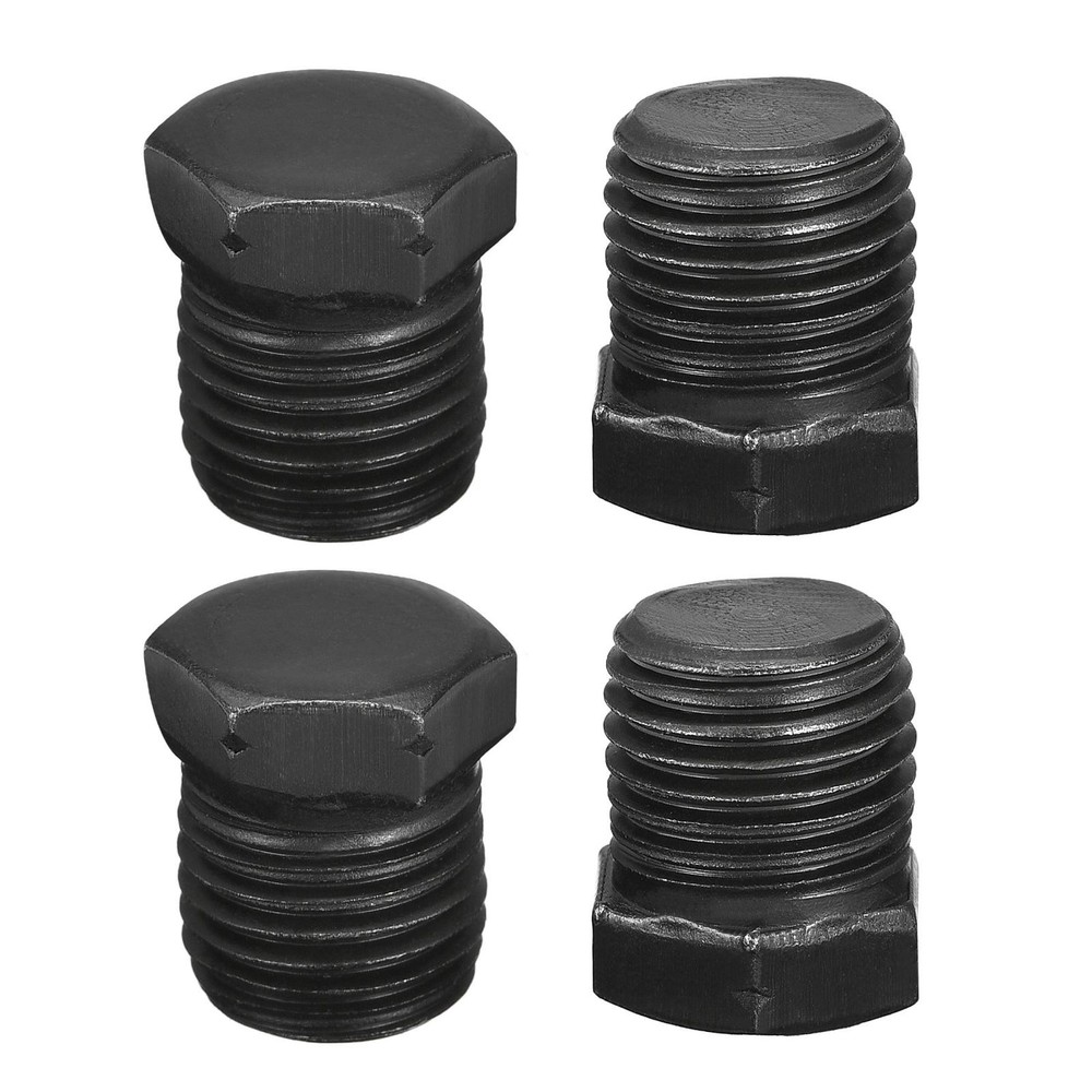 Outer Hex Head Socket Pipe Fitting Plug 1/4NPT Male Thread Carbon Steel 4Pcs