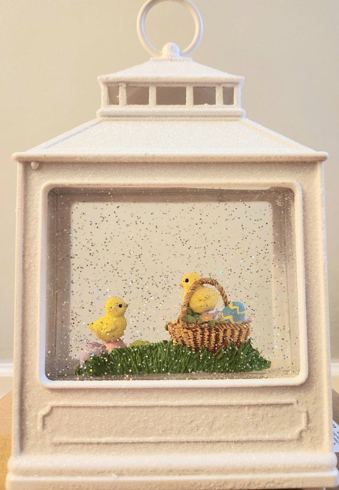 Three Easter Water Lanterns with Chick and Rabbit, White, LED, Contemporary