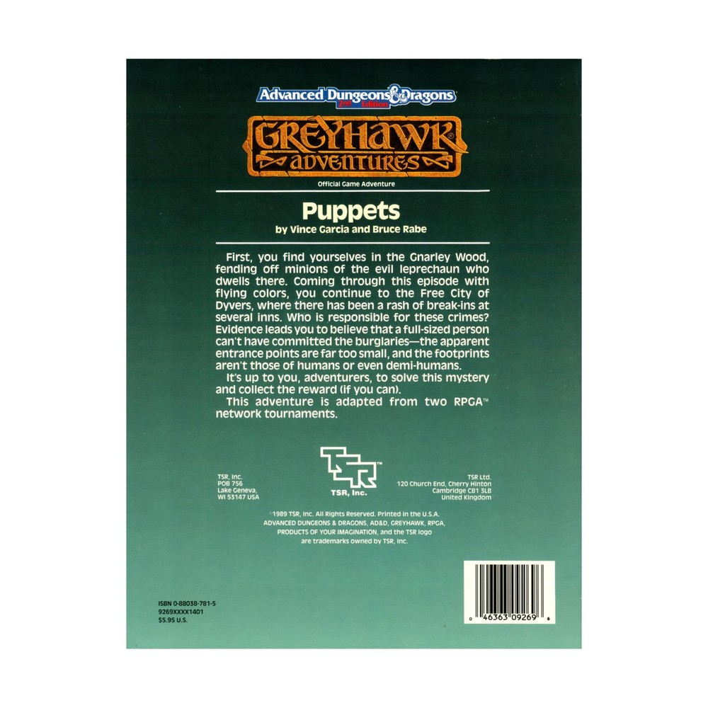TSR Greyhawk Puppets VG+