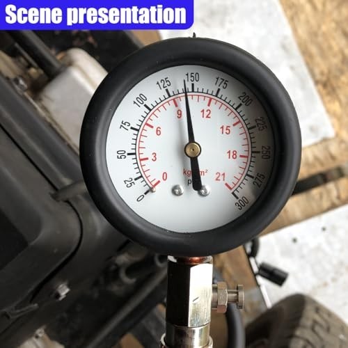 9PCS Engine Compression Tester Kit - 0-21 Bar, 0-300 PSI, Spark Plug Tester for