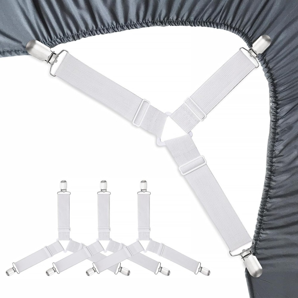 Bed Sheet Holders Straps Heavy Duty Elastic Fasteners for Fitted Sheets