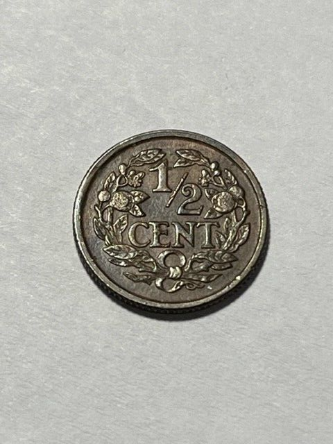 1936 Netherland 1/2 Cent XF+ #15872