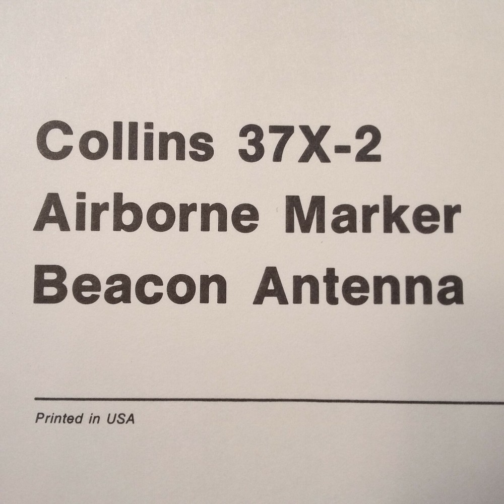 Collins 37X-2 Marker Antenna Install Manual