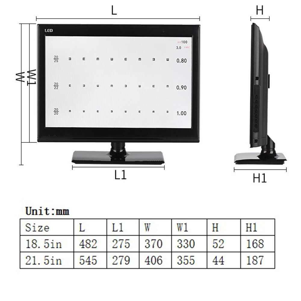 18.5" LED Display Eye Chart Micro Projector 1m-6m Visual Acuity Optometry Exam
