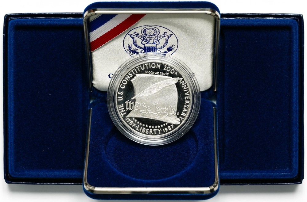 1987 S Constitution Proof Commemorative Silver Dollar w/ Box & COA
