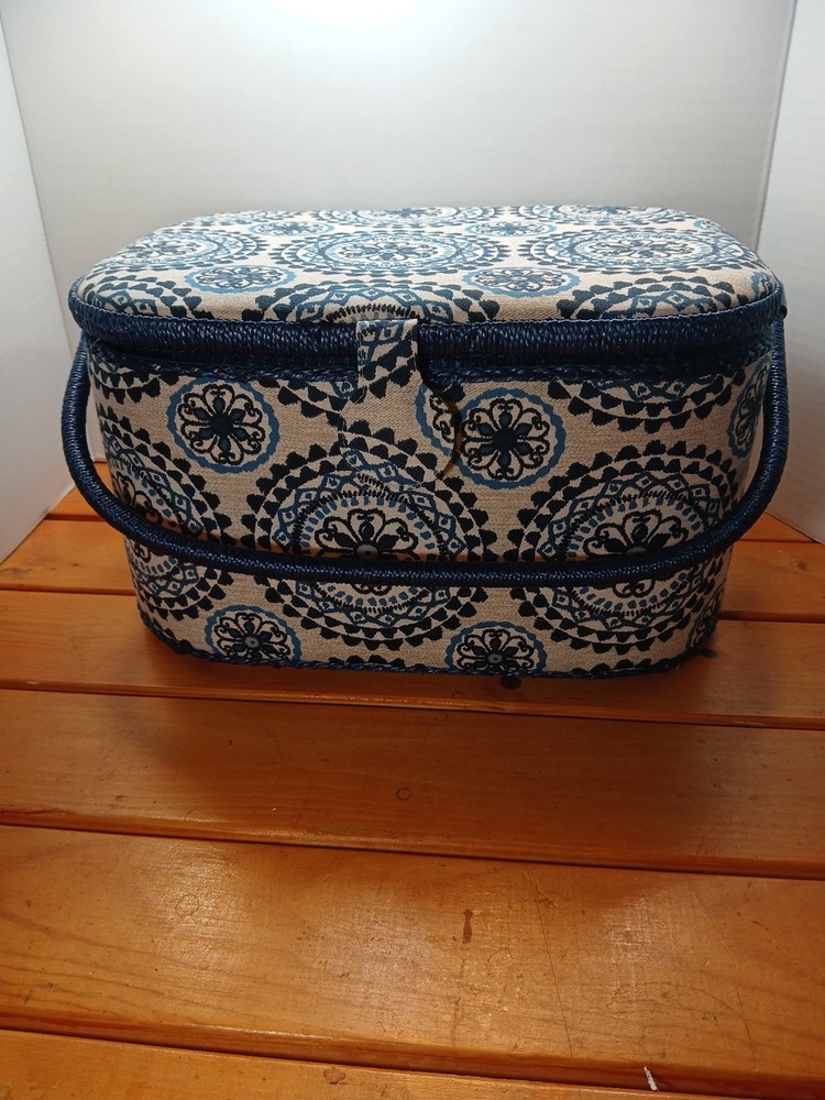 Sewing Box Organizer With Plastic Insert Mandala Style Pattern